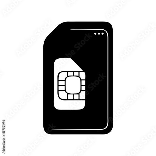 Black and white illustration of a SIM card for mobile device