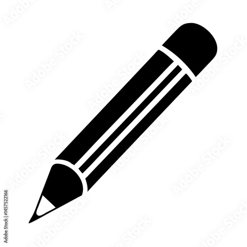 Stylized illustration of a black and white pencil with an eraser