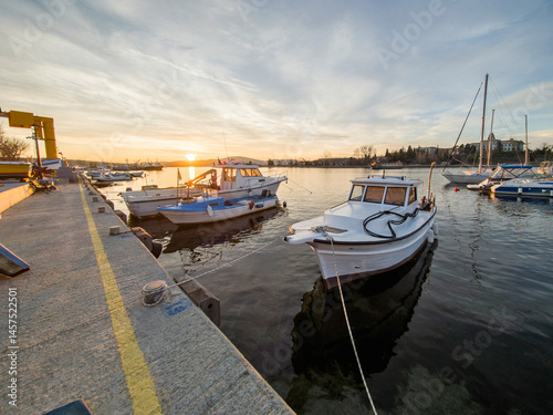 Obraz na płótnie Sunset view of the port of Sozopol, Bulgaria w salonie