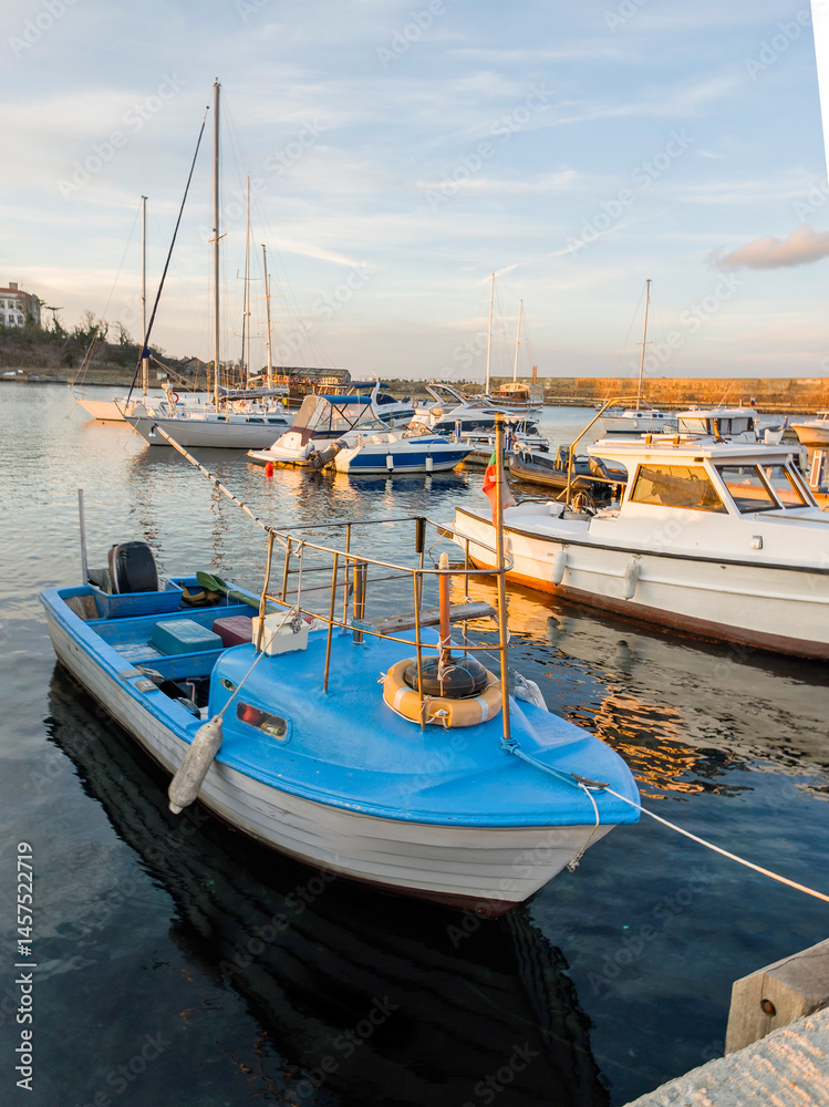 Sunset view of the port of Sozopol, Bulgaria