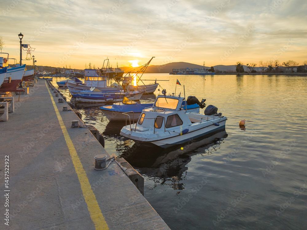 Sunset view of the port of Sozopol, Bulgaria