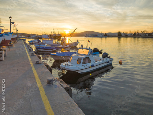 Obraz na płótnie Sunset view of the port of Sozopol, Bulgaria w salonie