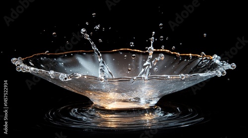 Splash of crystal-clear water captured in high-speed photography generative ai