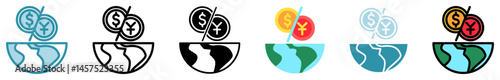 Conflict Zone multi style, mini illustration icon set. outline, flat, glyph, line color. vector for UI, UX, app, web, digital or print, related to trade war, economic competition, business, finance.
