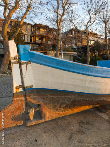 Obraz na płótnie Sunset view of the port of Sozopol, Bulgaria w salonie