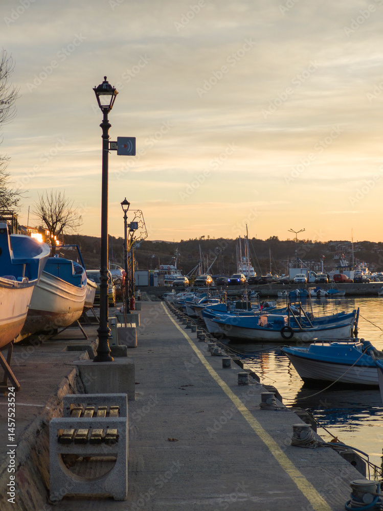 Sunset view of the port of Sozopol, Bulgaria