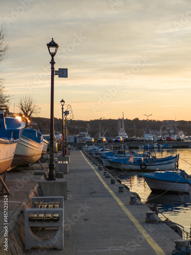 Obraz na płótnie Sunset view of the port of Sozopol, Bulgaria w salonie