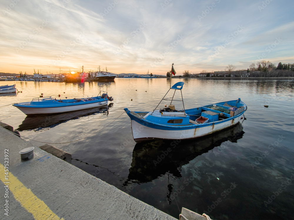 Sunset view of the port of Sozopol, Bulgaria