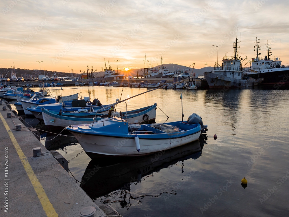 Sunset view of the port of Sozopol, Bulgaria