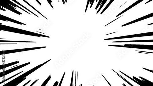 Sunburst. Animated rays. Black and white abstract background. Grunge background. Pop art background. Comics effect. Transition.