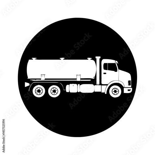 Illustration of a semi truck with a large storage tank attached