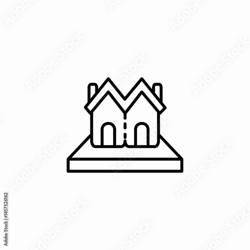 twin house building icon sign vector