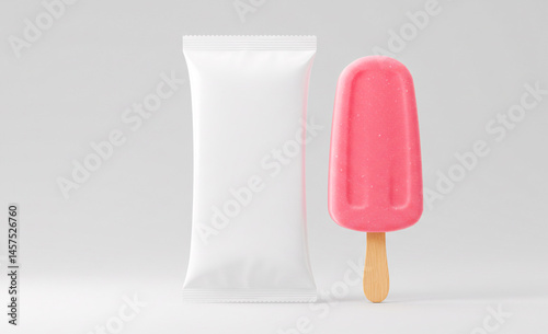 Ice cream packaging mockup against light gray background for design placement
