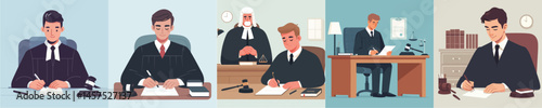 vector set of judges writing