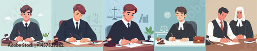 vector set of judges writing
