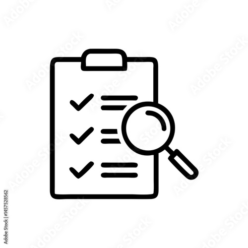 Checklist with magnifying glass on clipboard