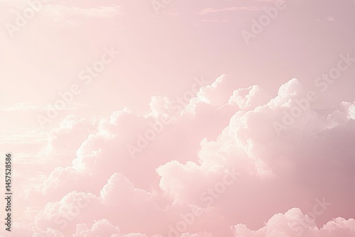 The image depicts a vast sky dotted with gentle, cotton-like pastel clouds, creating a tranquil and calming ambiance, perfect for moments of reflection and peace.