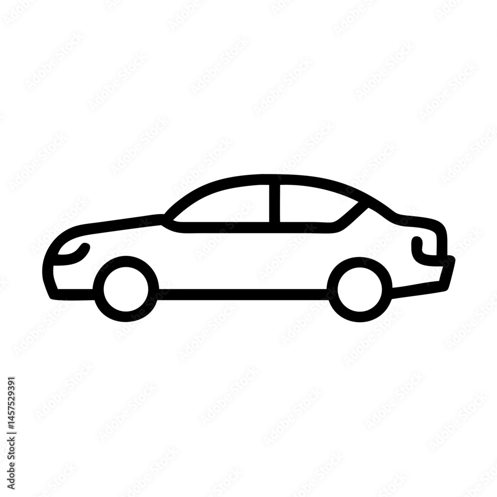 Naklejka premium Outline of a car in black on white background