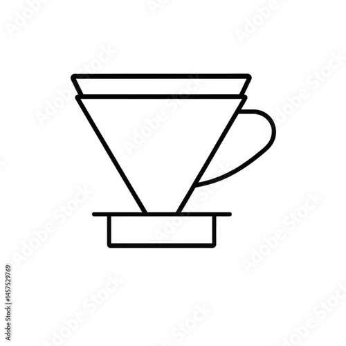 Coffee Dripper Icon in Minimalist Style, Black and White Design  
