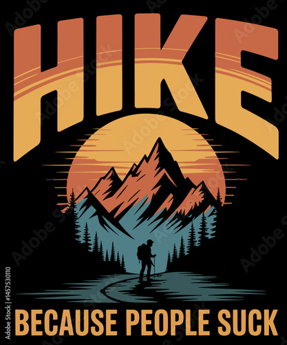 Hike Because People Suck Funny Vintage Mountain Hiking