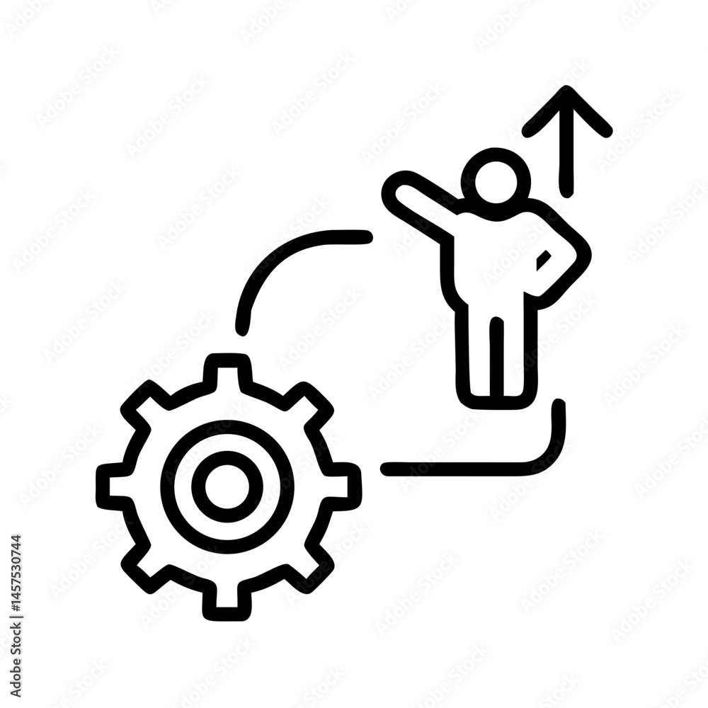 Person pointing towards gears Person pointing towards gears