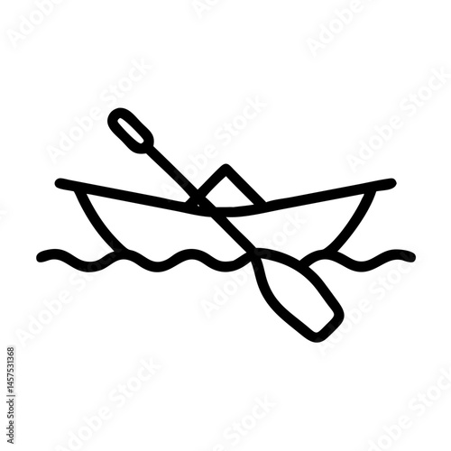 Rowing boat on water with paddle