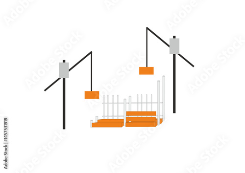
Vector Stylized Illustration of a Construction Site with Cranes, Industrial and Dynamic Design with Copy Space

 photo