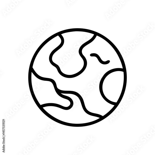 Outline of Earth with landmasses on white background