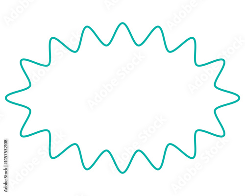 シンプルなカラー線の吹き出し　細長い丸みのあるギザギザした形