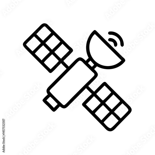 Satellite icon with solar panels and antenna