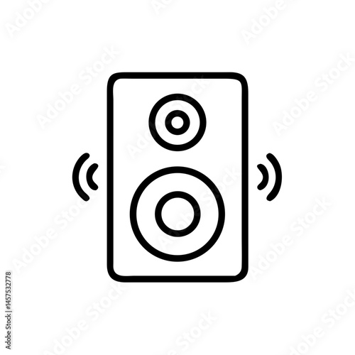 Speaker emitting sound waves on white background