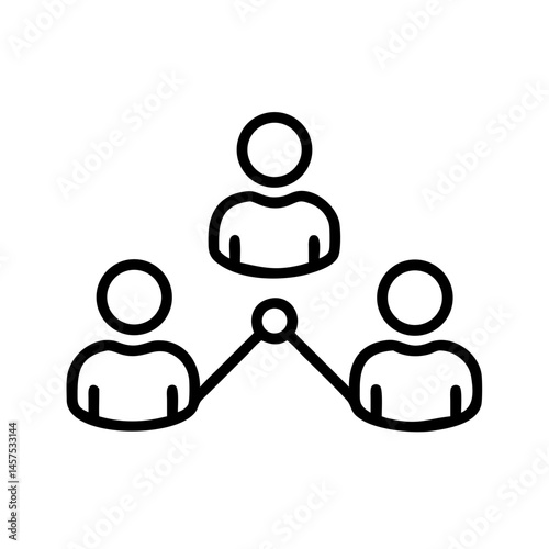Three people connecting with lines in a graphic design