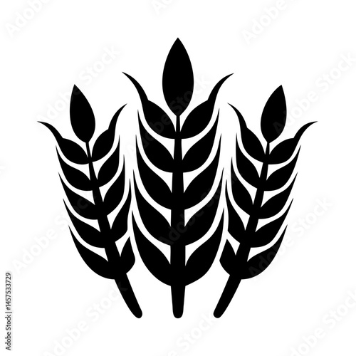 Stylized Black Wheat Stalks Graphic Icon Symbol of Agricultural Harvest
