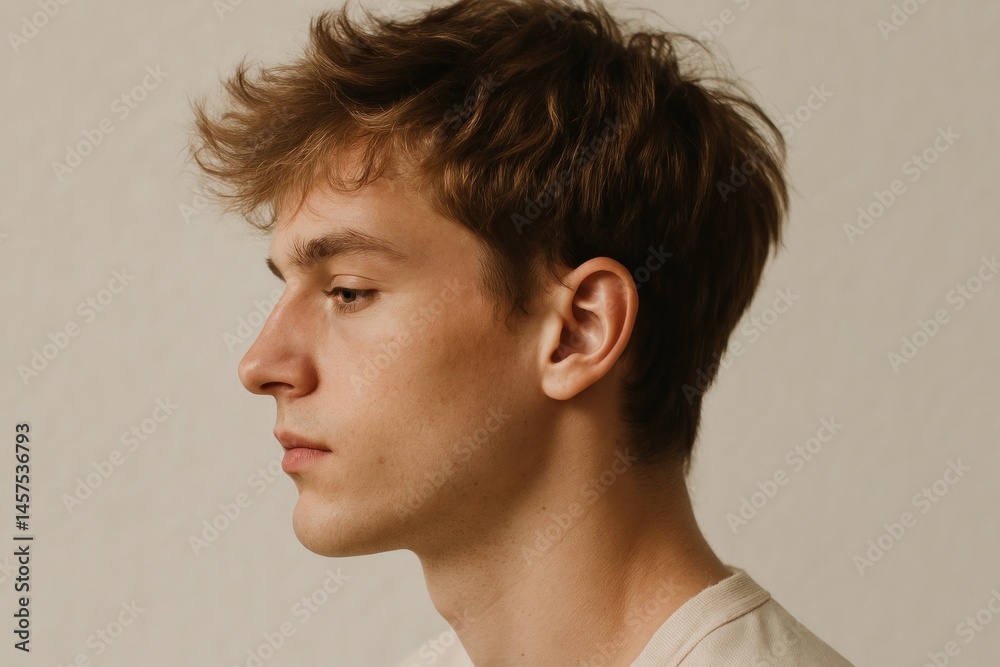Fototapeta premium Contemplative young man profile