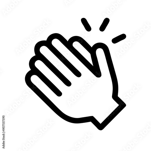 Applause Icon – Clapping Hands for Recognition: Simple outline icon of a clapping hand, perfect for recognition, motivation, and celebration themes in business or education.