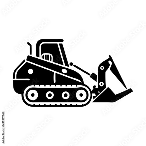 Black and white skid steer loader silhouette for construction projects and transport