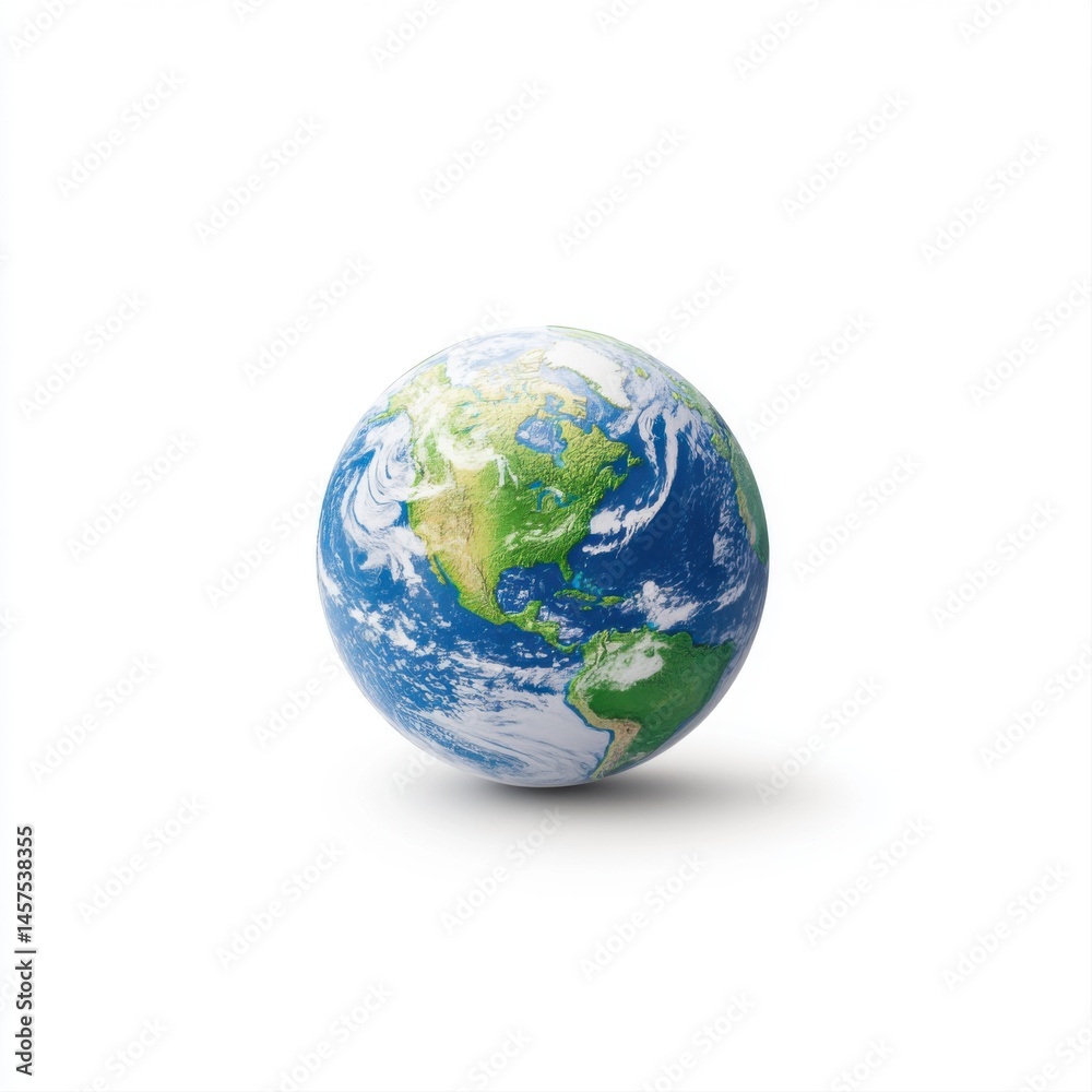 Fototapeta premium Vibrant Earth Globe Representation on White Background for Education and Travel