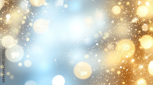 Glowing gold and blue bokeh lights abstract background