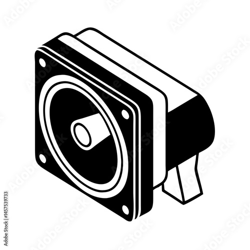 Isometric Black and White Speaker Illustration for Audio or Sound Systems