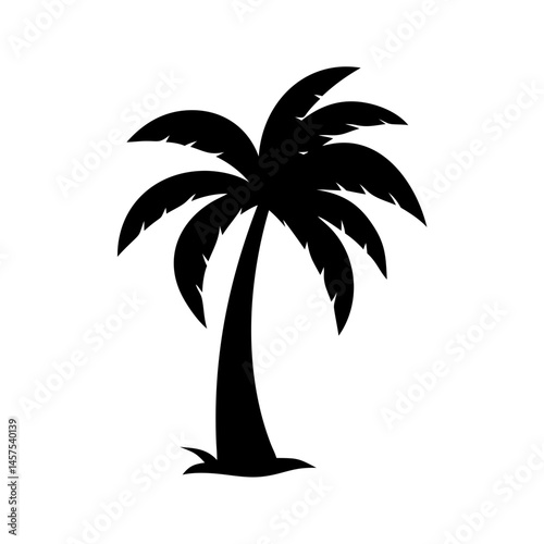 Simple and striking black silhouette of a single palm tree illustration