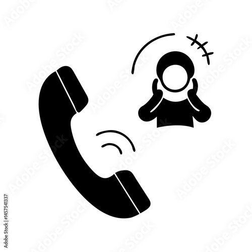 A depiction of unwanted phone calls and trying to block the noise