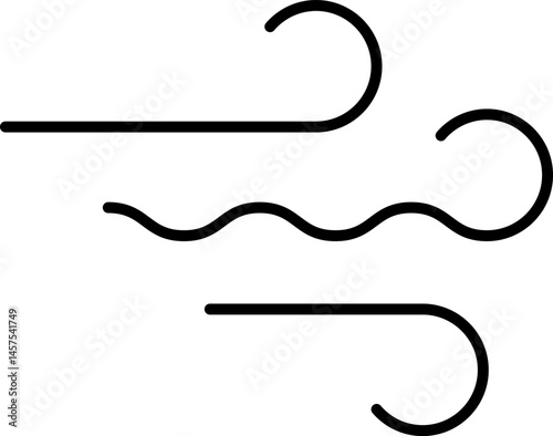 Wind stroke outline icon isolated on transparent background flat vector illustration. Air sign icon. Pixel perfect. Hand drawn Wind icon set. Blowing wind outline icons.
