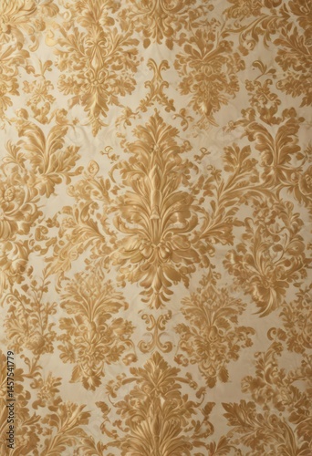 Intricate gold & cream damask floral fabric  Luxurious textile texture , texture, embroidery