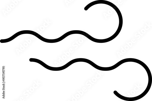 Wind stroke outline icon isolated on transparent background flat vector illustration. Air sign icon. Pixel perfect. Hand drawn Wind icon set. Blowing wind outline icons.