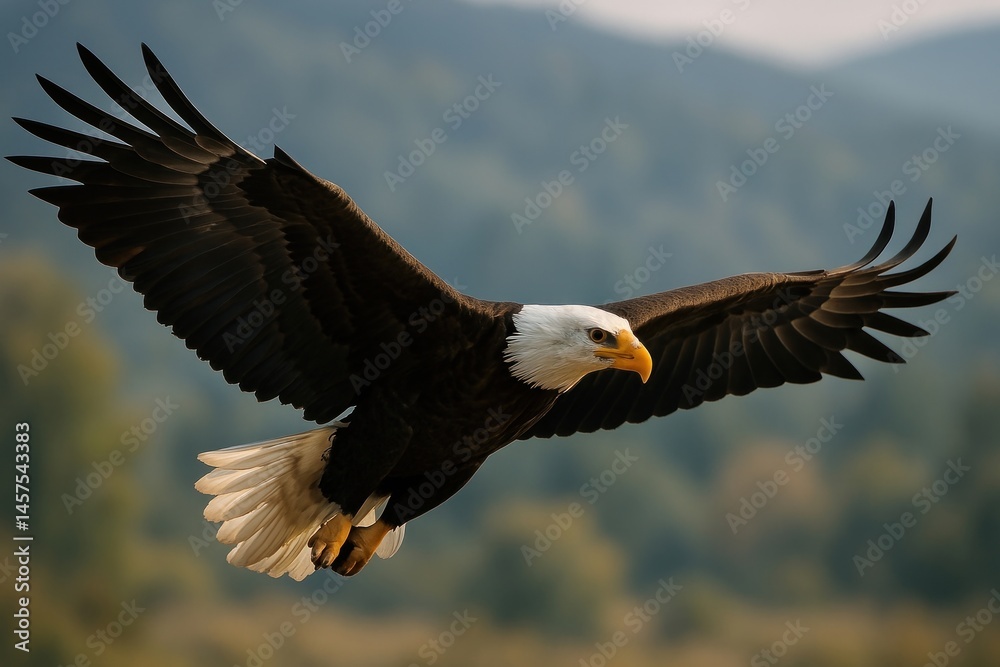 Obraz premium Majestic eagle soaring gracefully skyward.