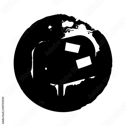 Black and white isometric illustration of a mailbox with a letter