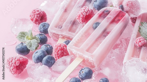 Obraz na płótnie Frozen Delights A Summery Arrangement of Popsicles w salonie