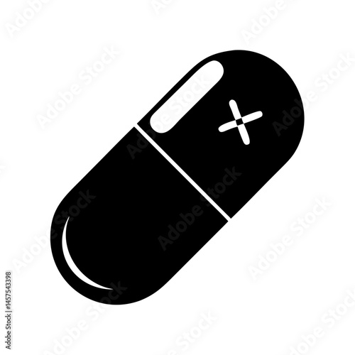 Medical Capsule Pill Icon Simple Vector Illustration and Graphic Resource