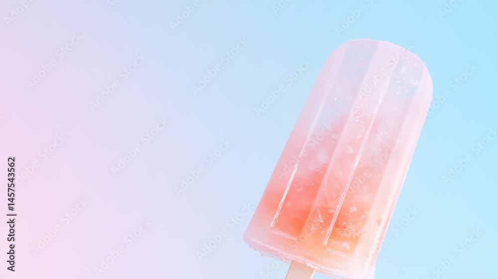 orange popcicle on gradient pastel background