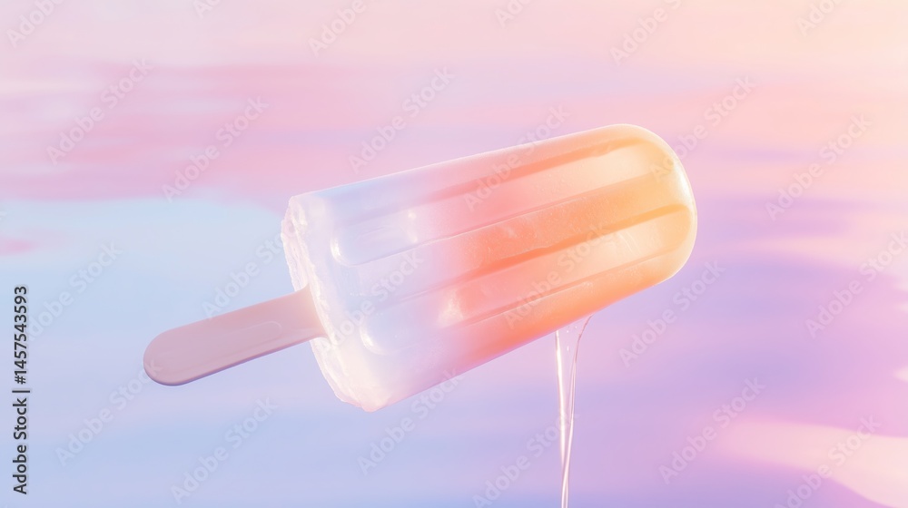 orange popcicle on gradient pastel background